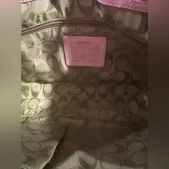 Coach 2004 Limited Edition Straw and Pink Suede
Leather Top Handle Tote Satchel - Picture 9 of 9